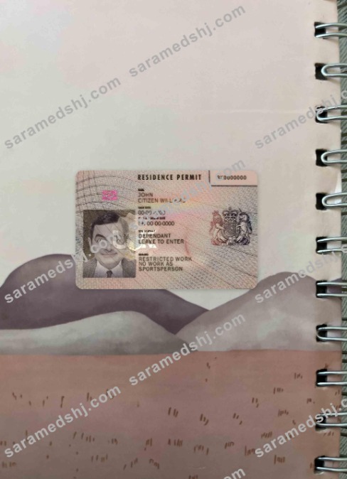 UK residence permit photolook FRONT